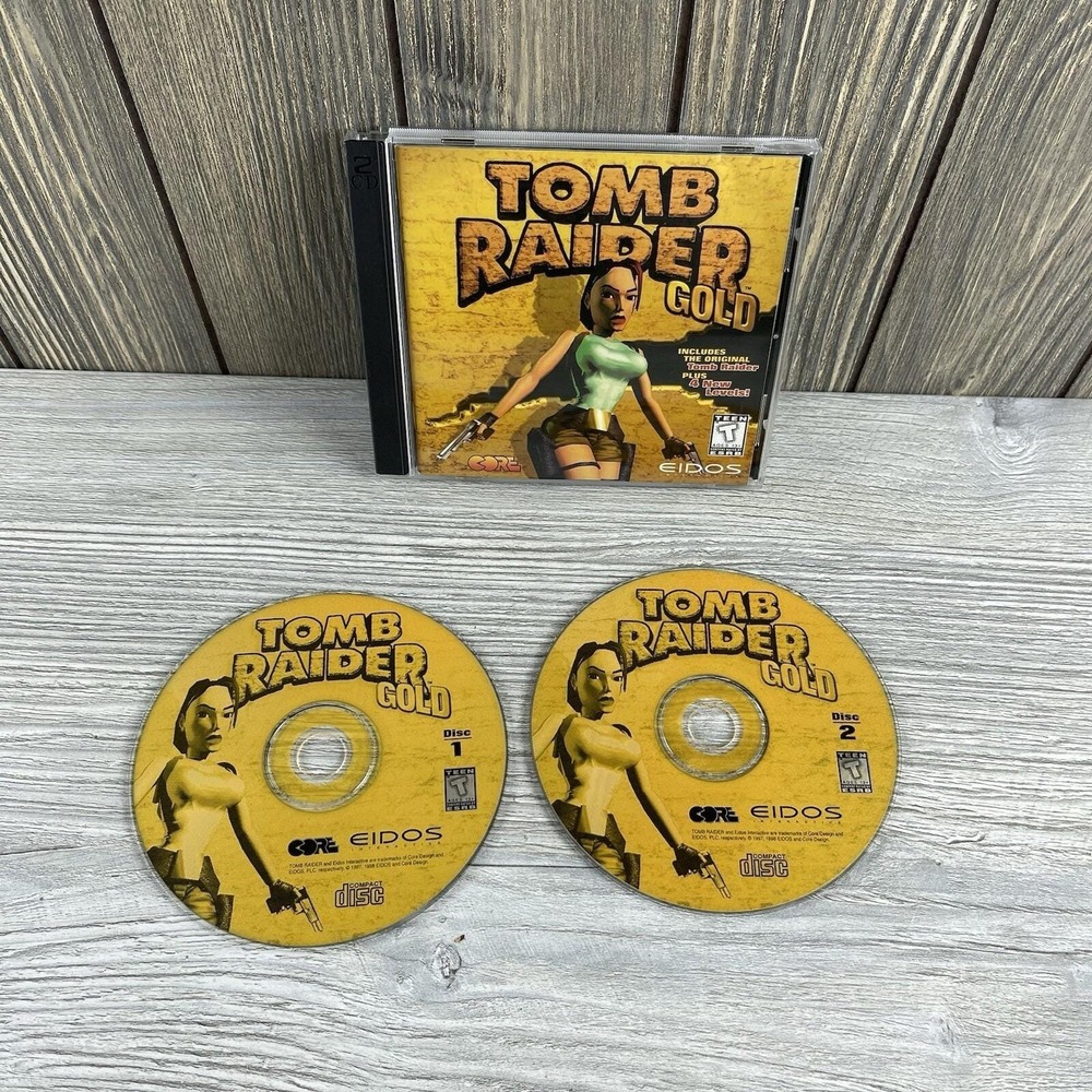Tomb Raider Gold (2-Disc PC Game, 1998) Video Game, With Manual